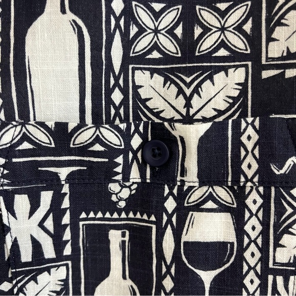 CHRIS’S STUFF Button Down Short Sleeve Wine Themed Shirt Black Size Large - Picture 5 of 8